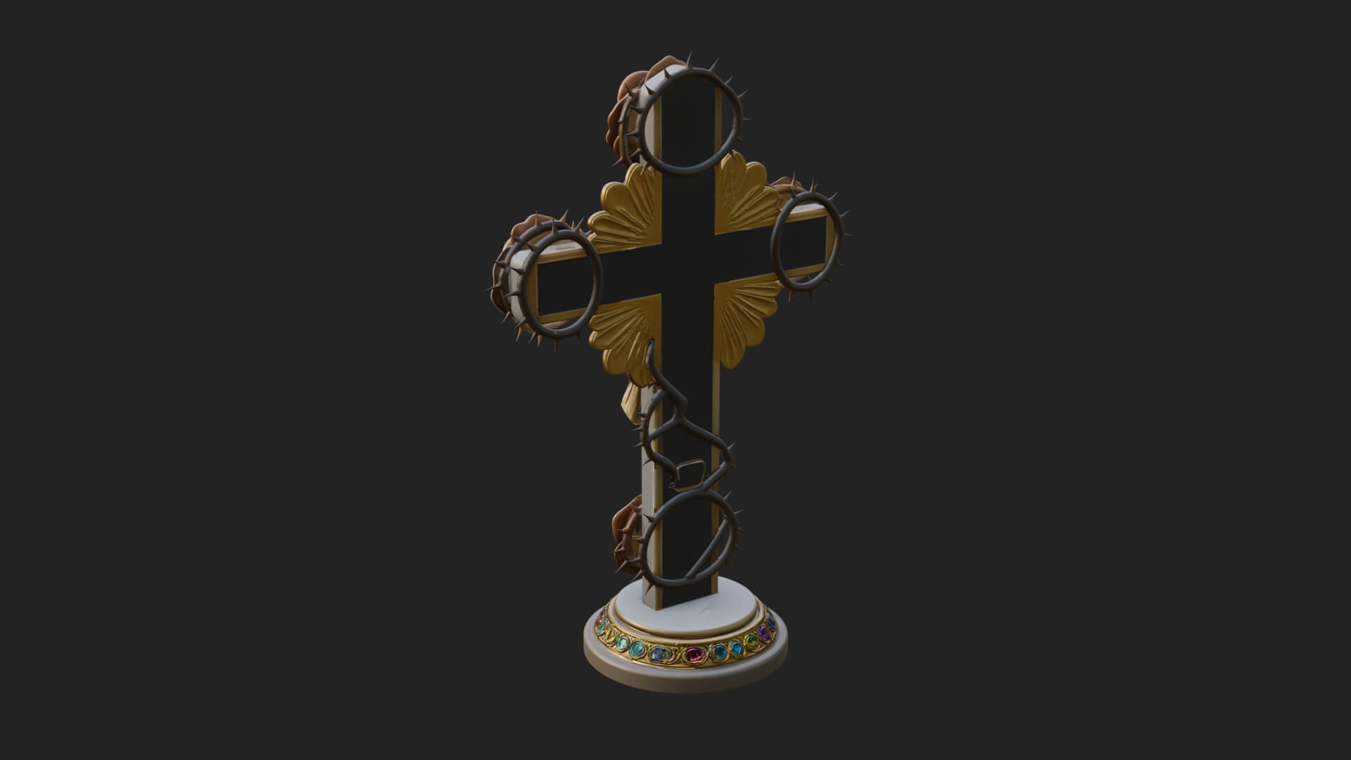 Rose Flower Crucifix Statue Design 3 3D Print Model 3D Model
