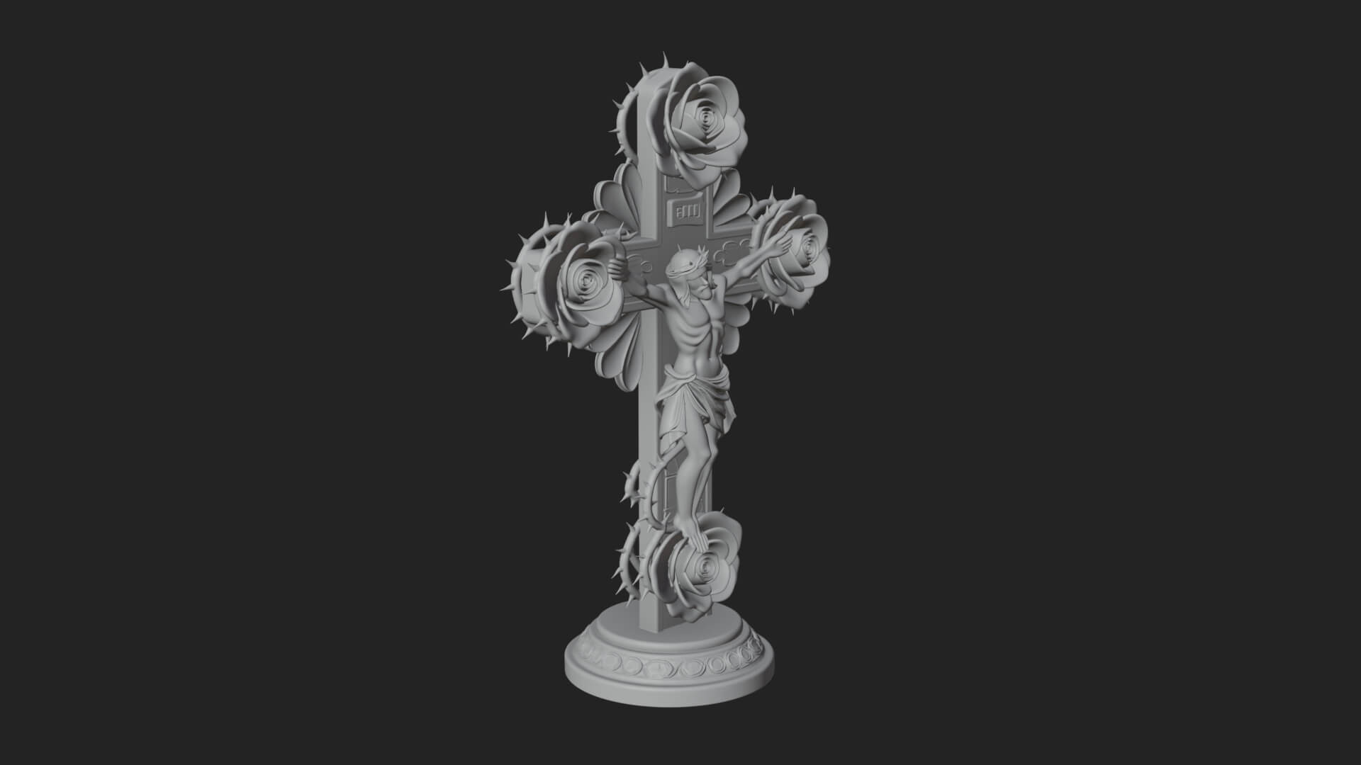 Rose Flower Crucifix Statue Design 3 3D Print Model 3D Model