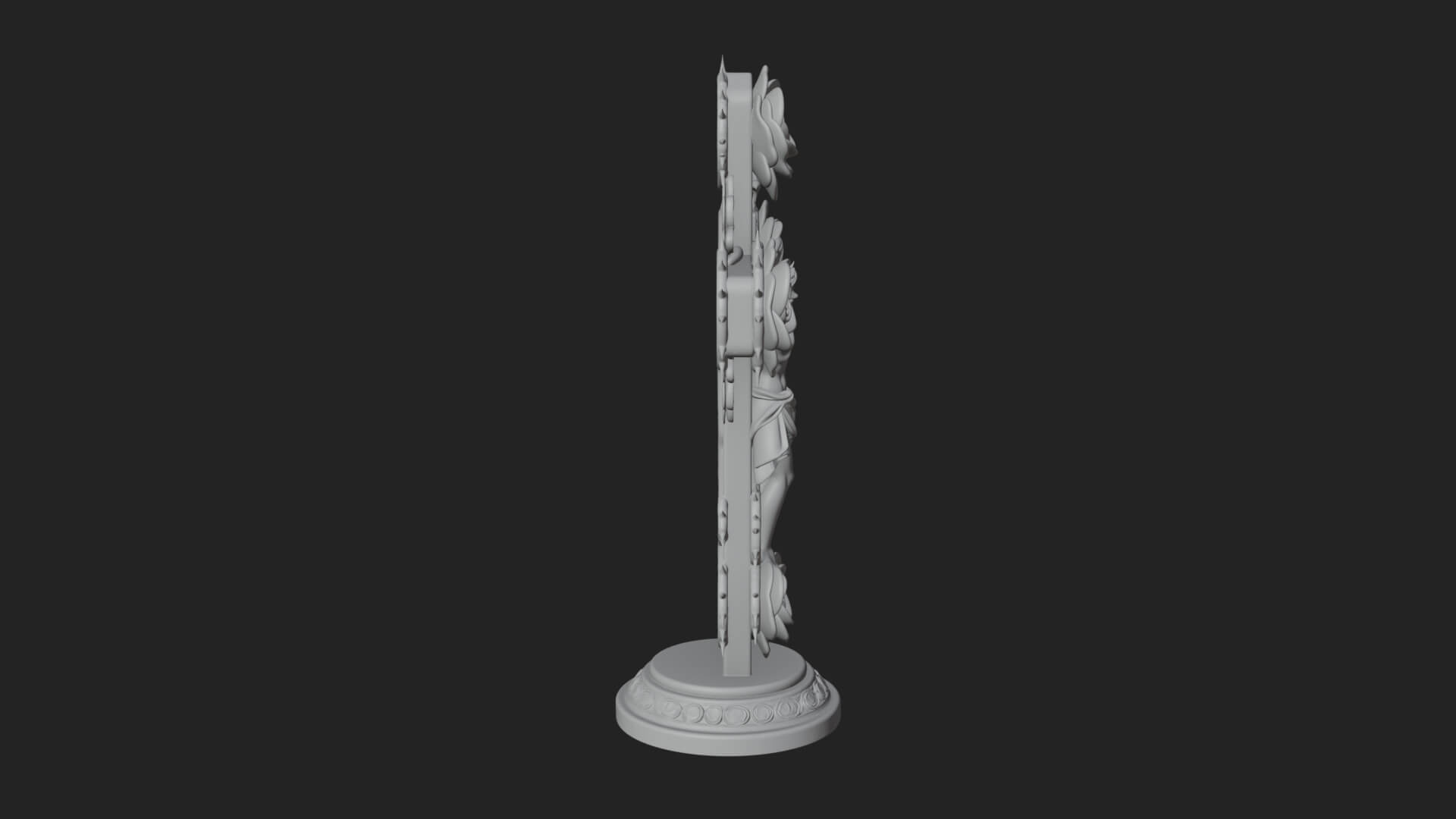 Rose Flower Crucifix Statue Design 3 3D Print Model 3D Model