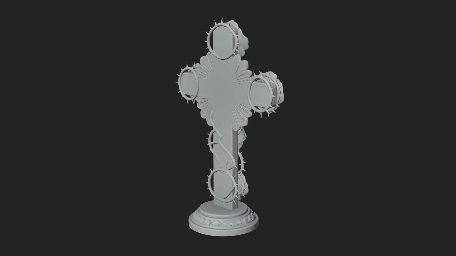 Rose Flower Crucifix Statue Design 3 3D Print Model 3D Model