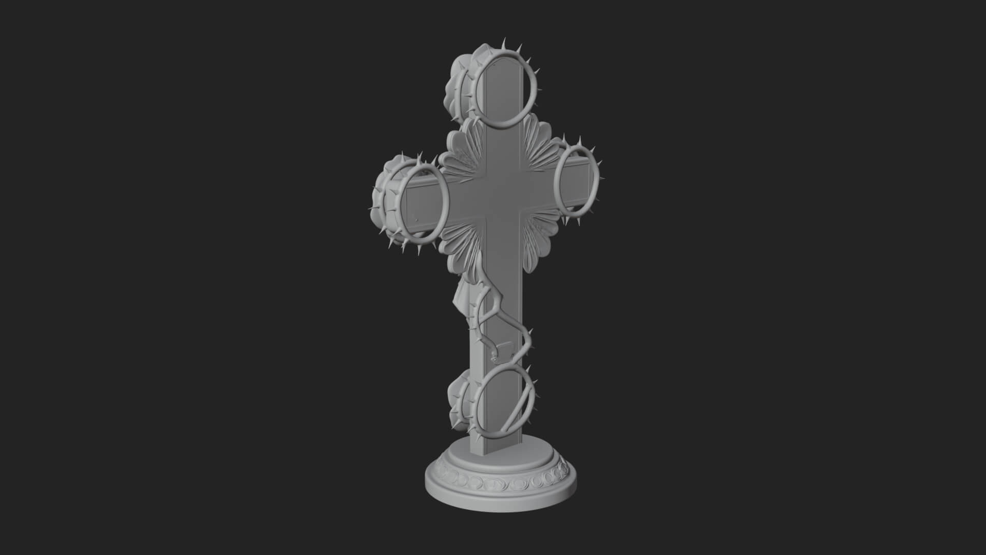 Rose Flower Crucifix Statue Design 3 3D Print Model 3D Model