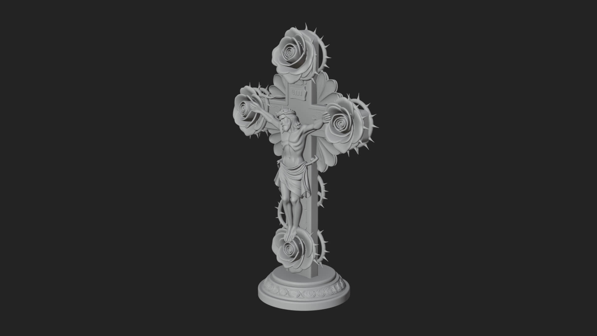 Rose Flower Crucifix Statue Design 3 3D Print Model 3D Model