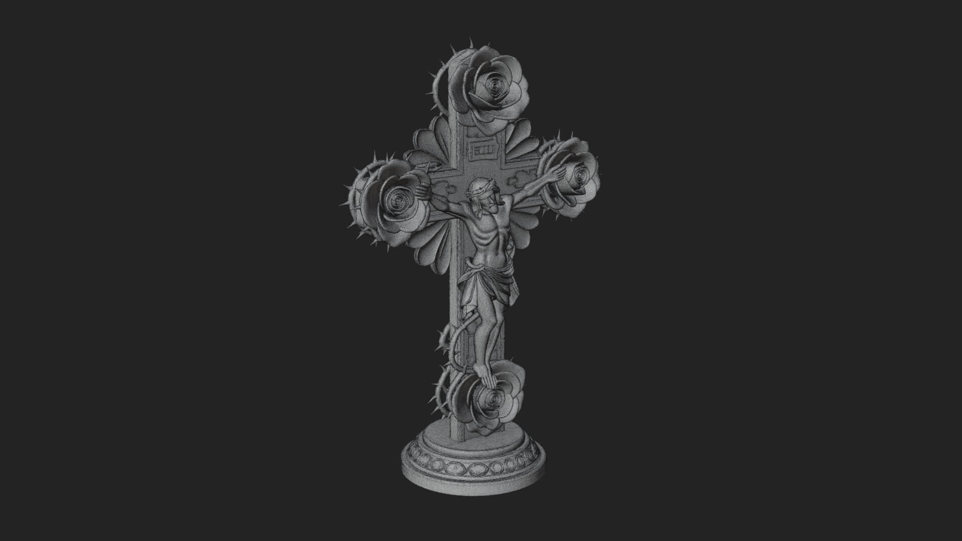 Rose Flower Crucifix Statue Design 3 3D Print Model 3D Model