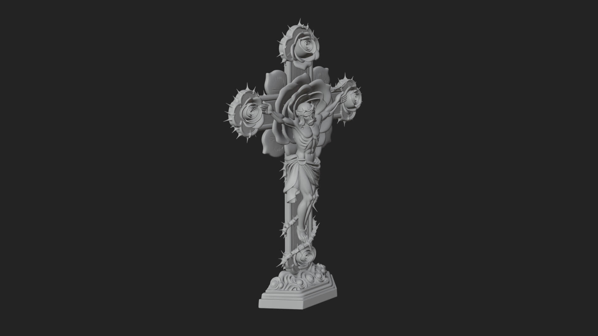 Rose Flower Crucifix Statue Design 4 3D Print Model 3D Model