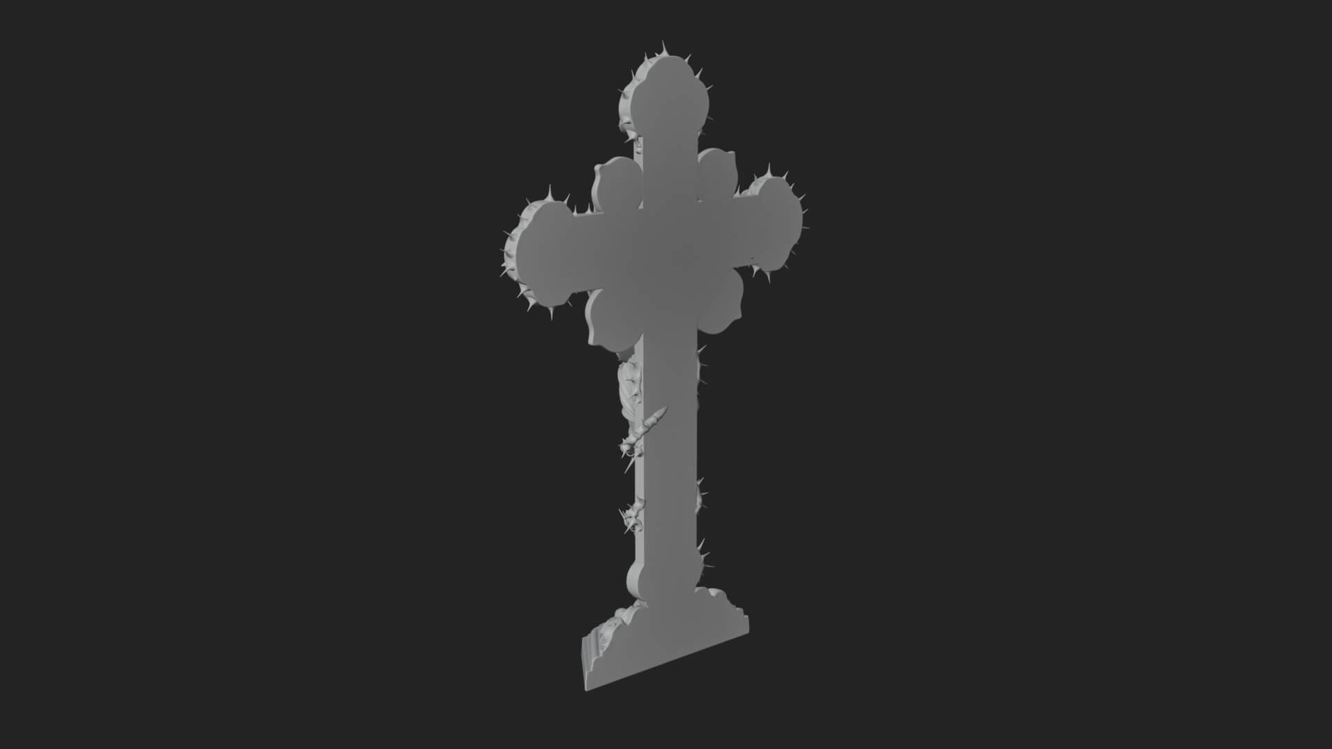 Rose Flower Crucifix Statue Design 4 3D Print Model 3D Model