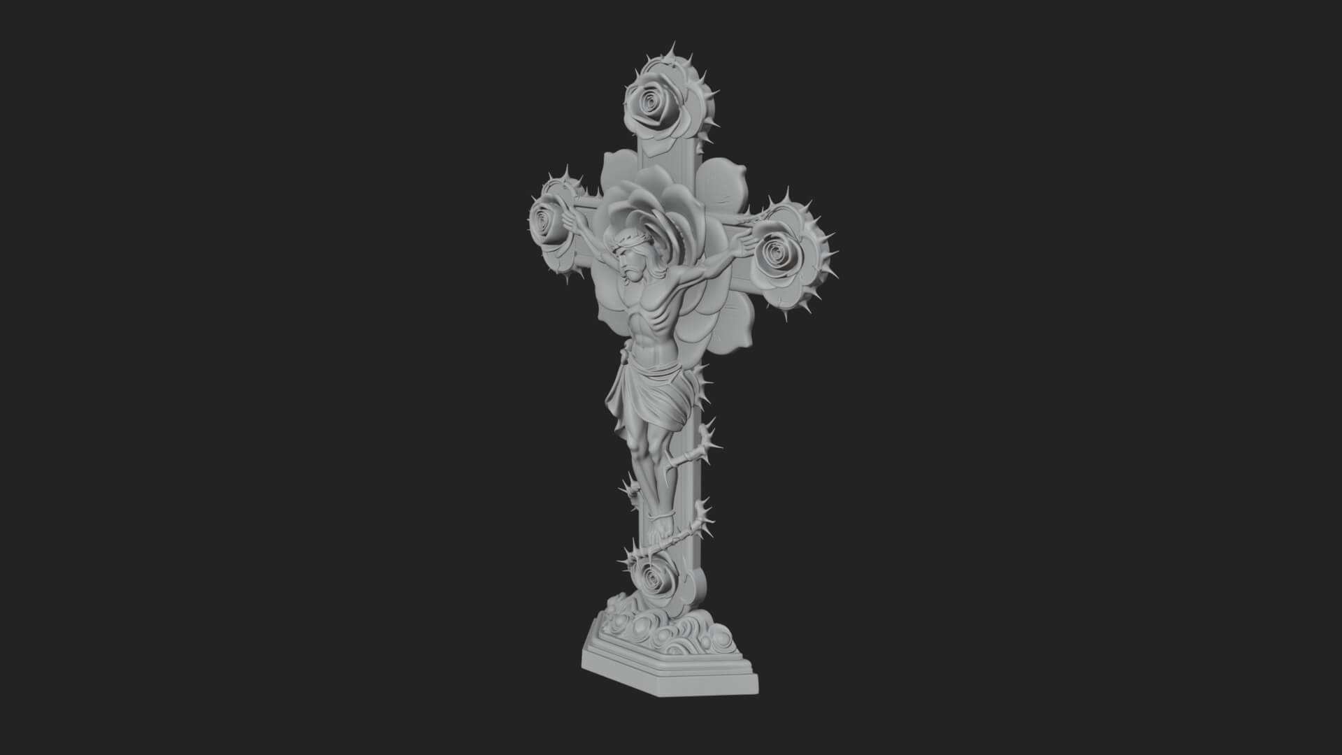 Rose Flower Crucifix Statue Design 4 3D Print Model 3D Model