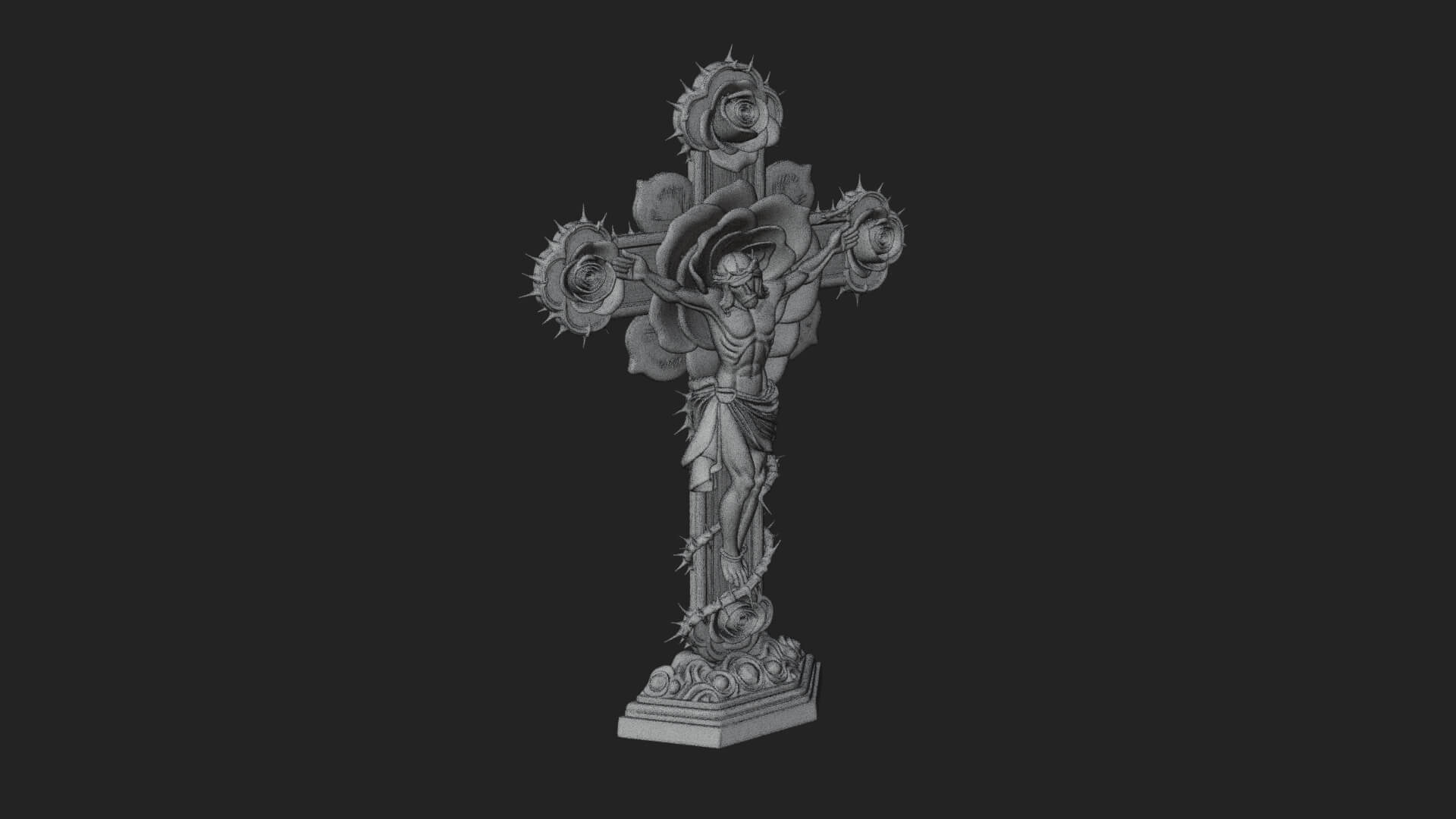 Rose Flower Crucifix Statue Design 4 3D Print Model 3D Model