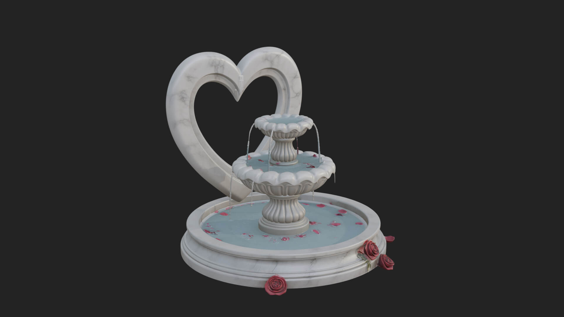 Rose Flower Garden Fountain Model Design 1 3D Print Model 3D Model