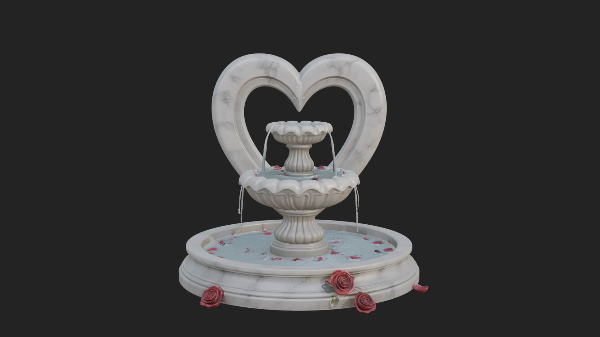 Rose Flower Garden Fountain Model Design 1 3D Print Model 3D Model