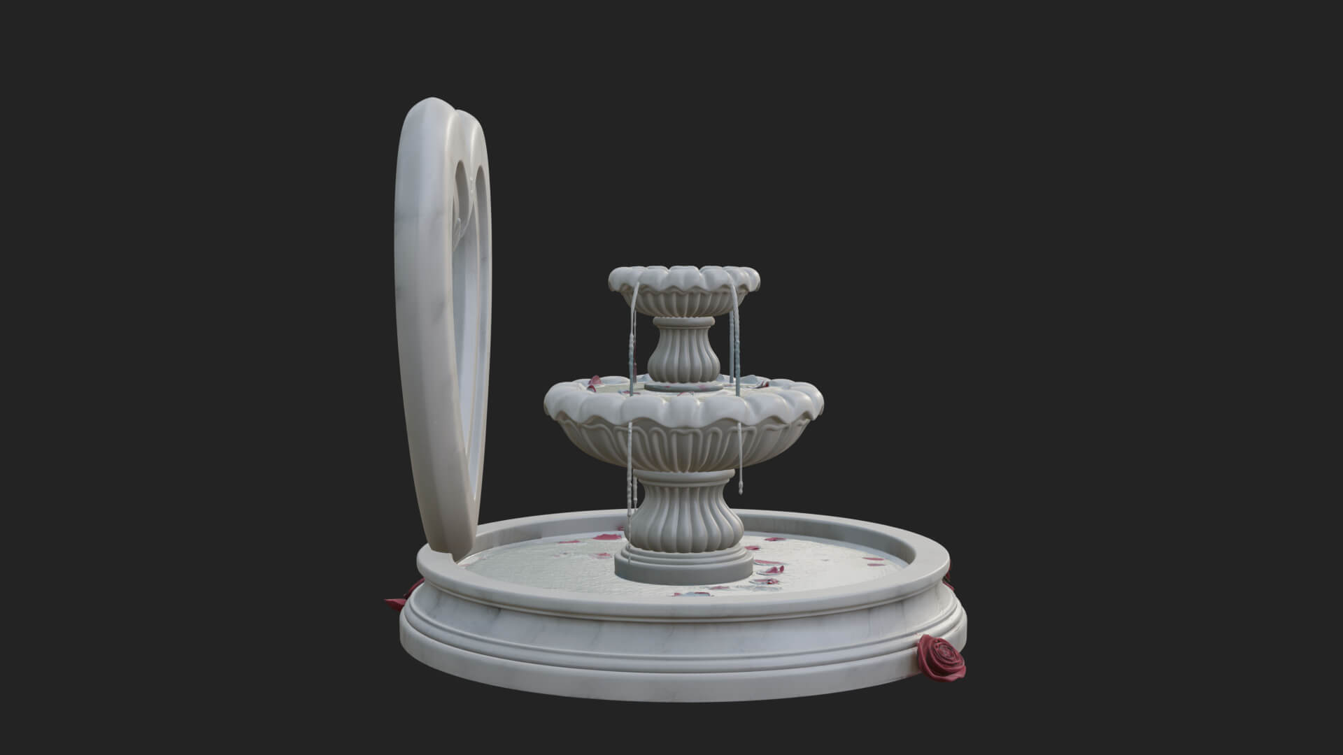 Rose Flower Garden Fountain Model Design 1 3D Print Model 3D Model