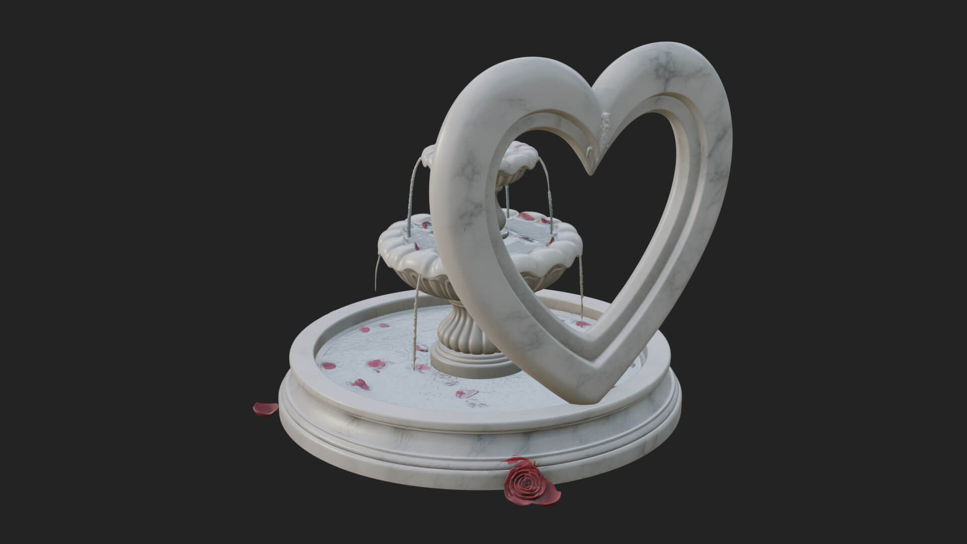 Rose Flower Garden Fountain Model Design 1 3D Print Model 3D Model