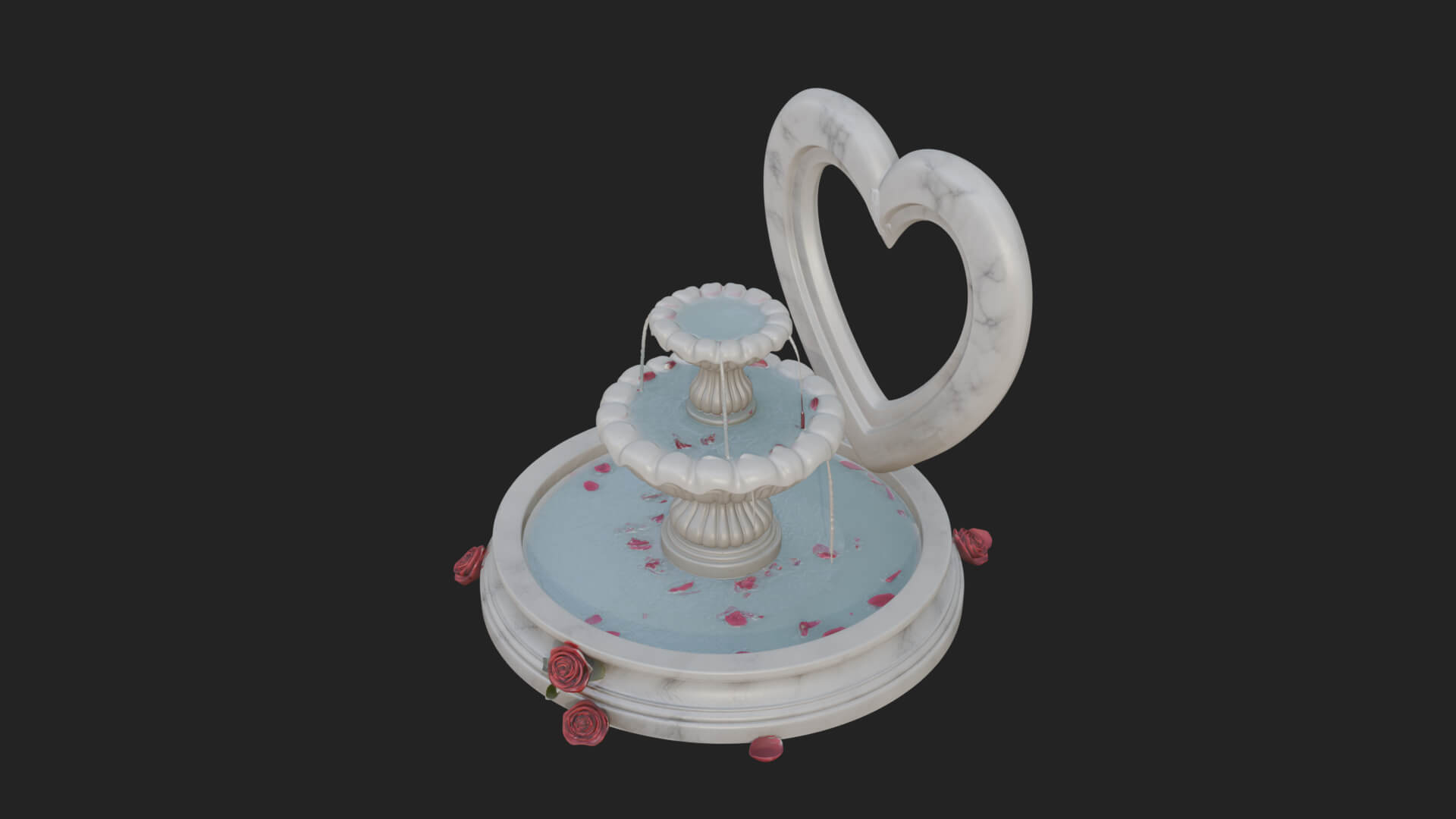Rose Flower Garden Fountain Model Design 1 3D Print Model 3D Model