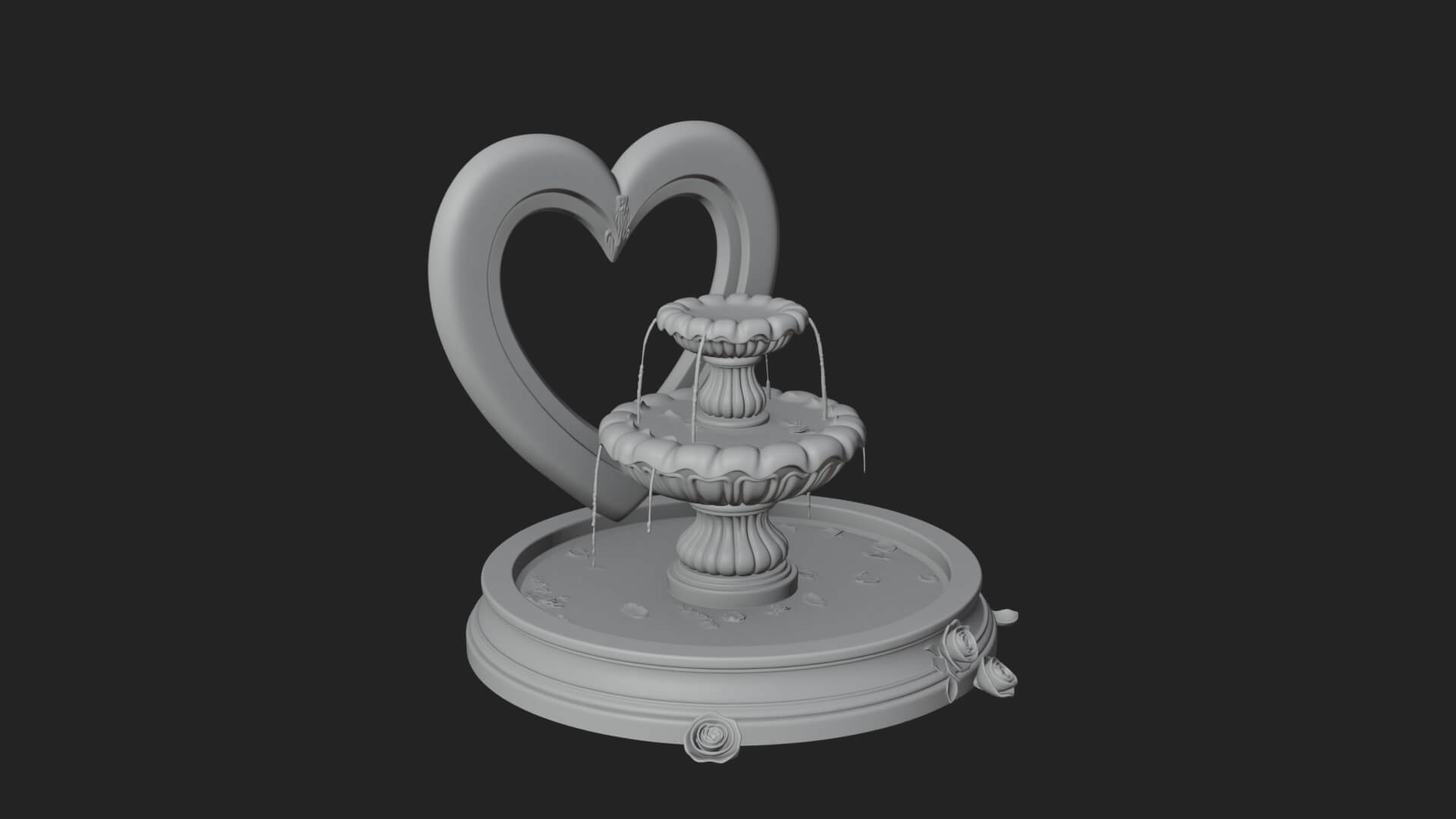 Rose Flower Garden Fountain Model Design 1 3D Print Model 3D Model