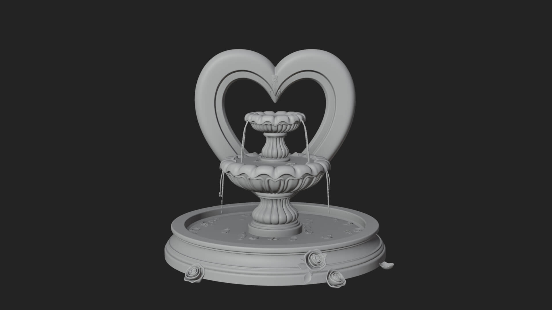 Rose Flower Garden Fountain Model Design 1 3D Print Model 3D Model
