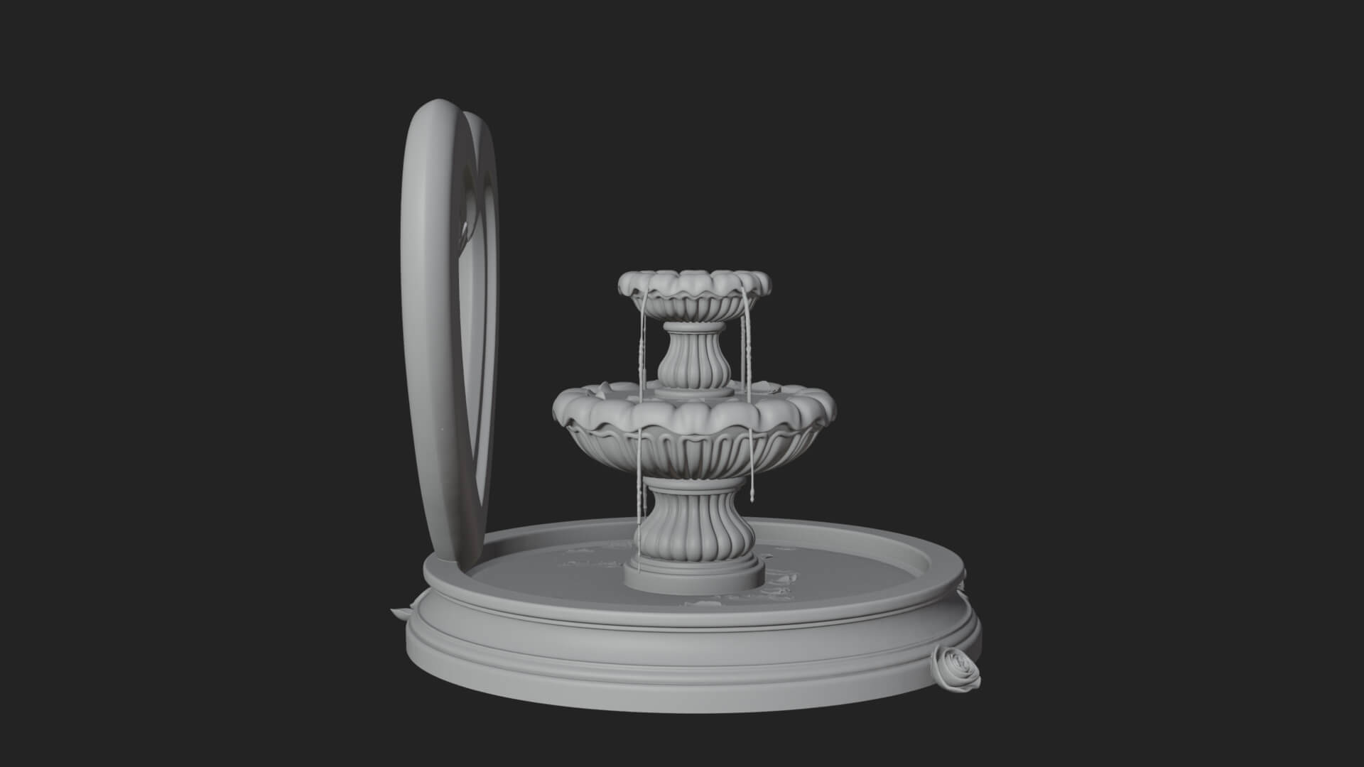 Rose Flower Garden Fountain Model Design 1 3D Print Model 3D Model