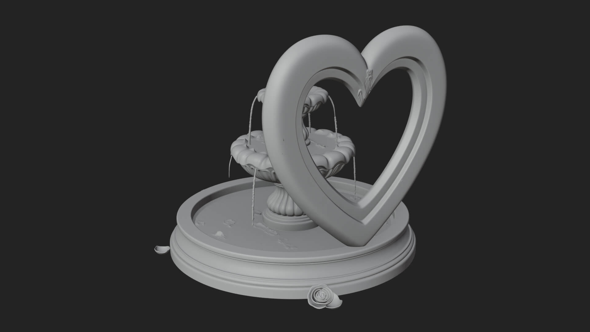 Rose Flower Garden Fountain Model Design 1 3D Print Model 3D Model