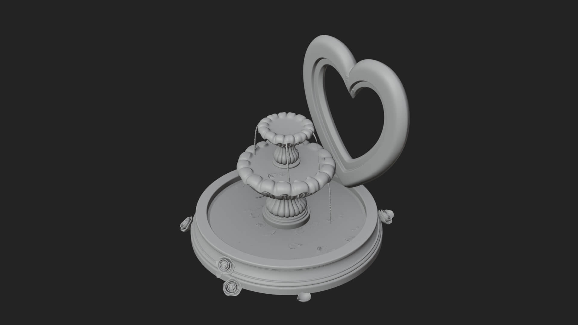 Rose Flower Garden Fountain Model Design 1 3D Print Model 3D Model