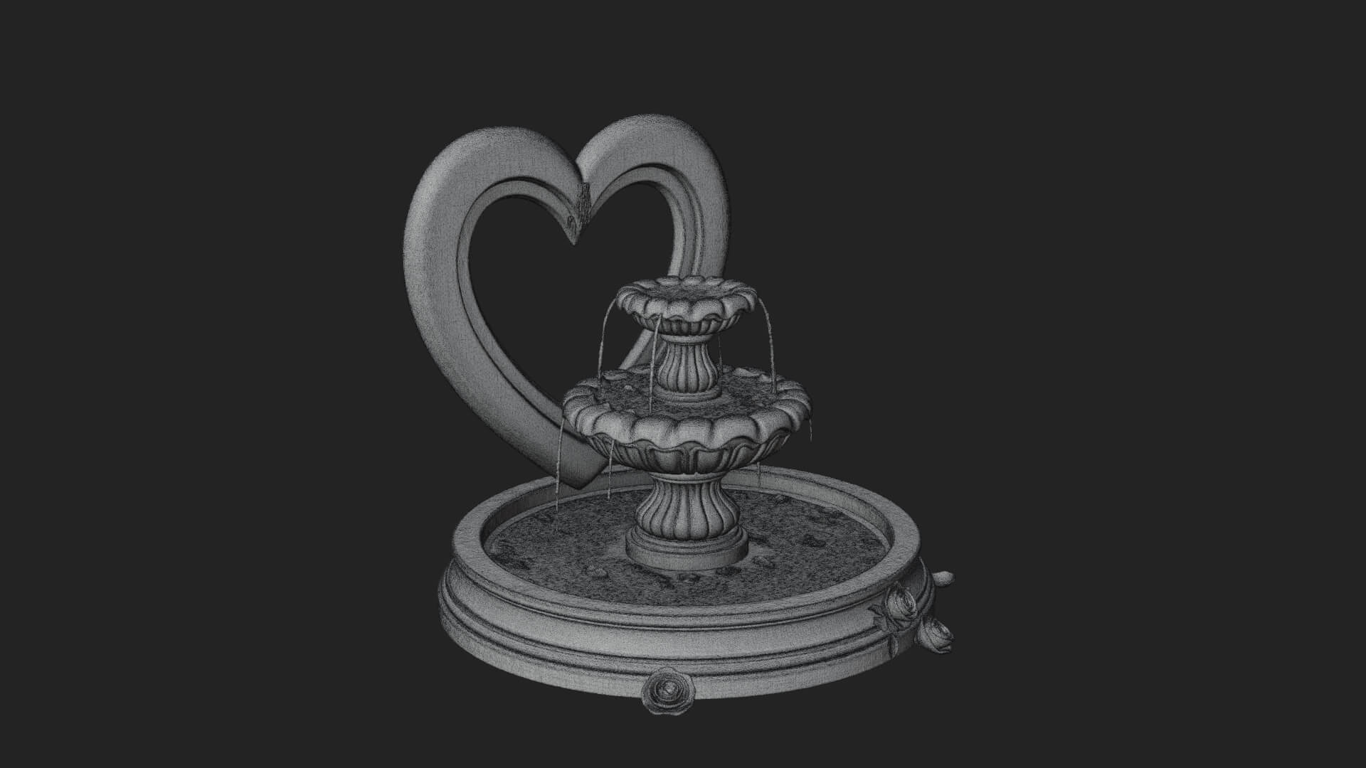 Rose Flower Garden Fountain Model Design 1 3D Print Model 3D Model