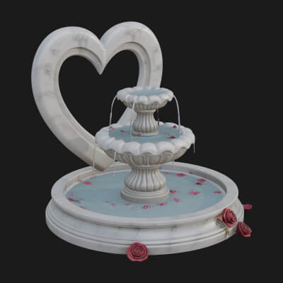 Rose Flower Garden Fountain Model Design 1 3D Print Model