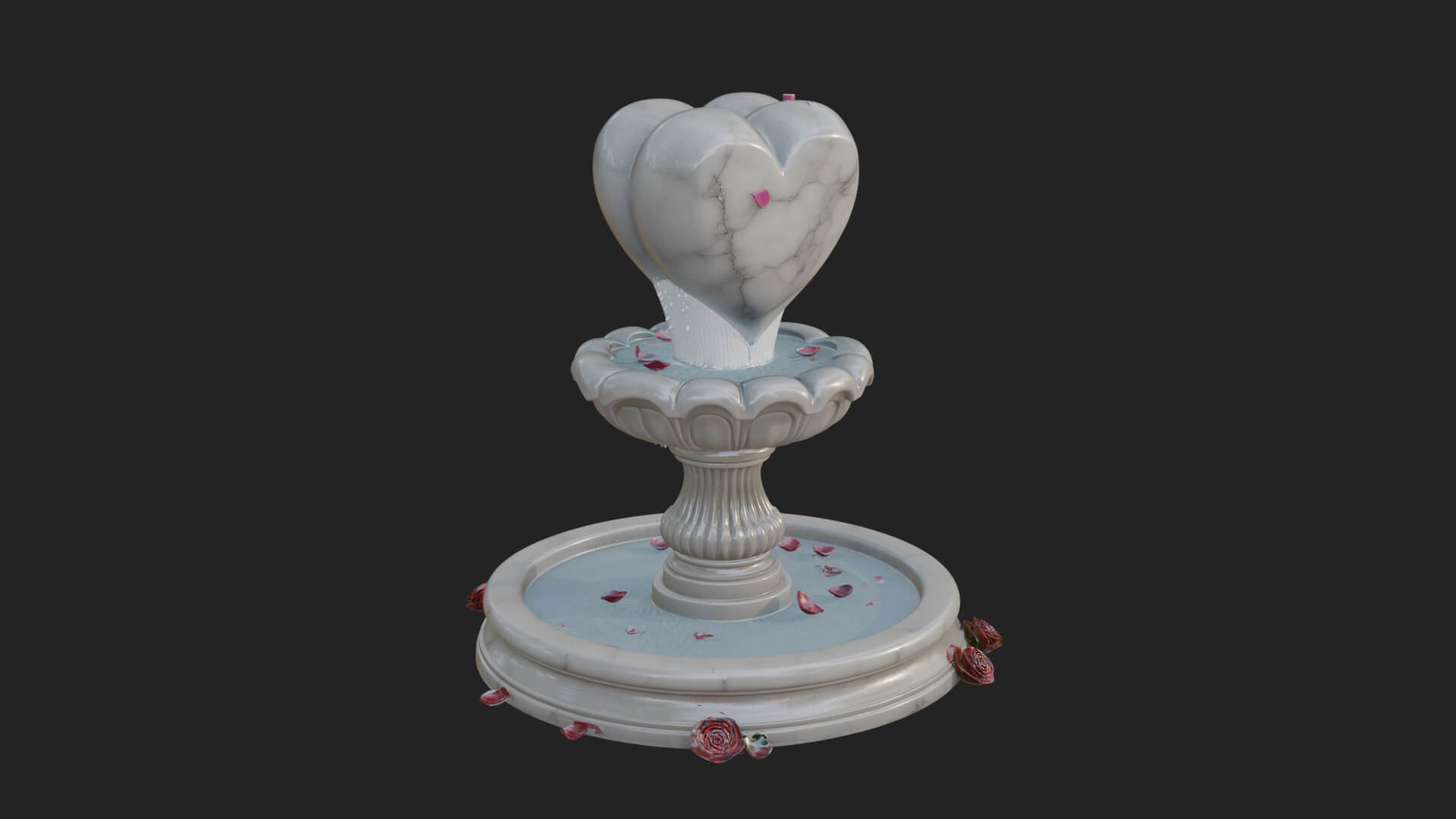 Rose Flower Garden Fountain Model Design 2 3D Print Model 3D Model