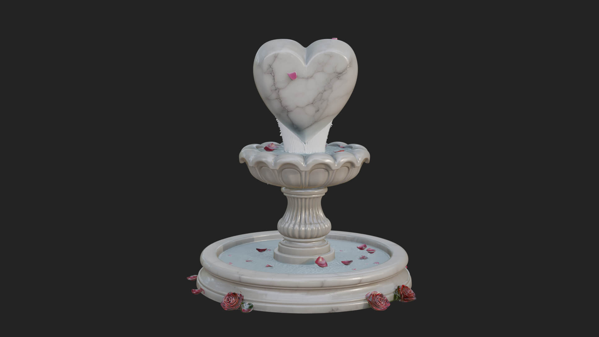 Rose Flower Garden Fountain Model Design 2 3D Print Model 3D Model