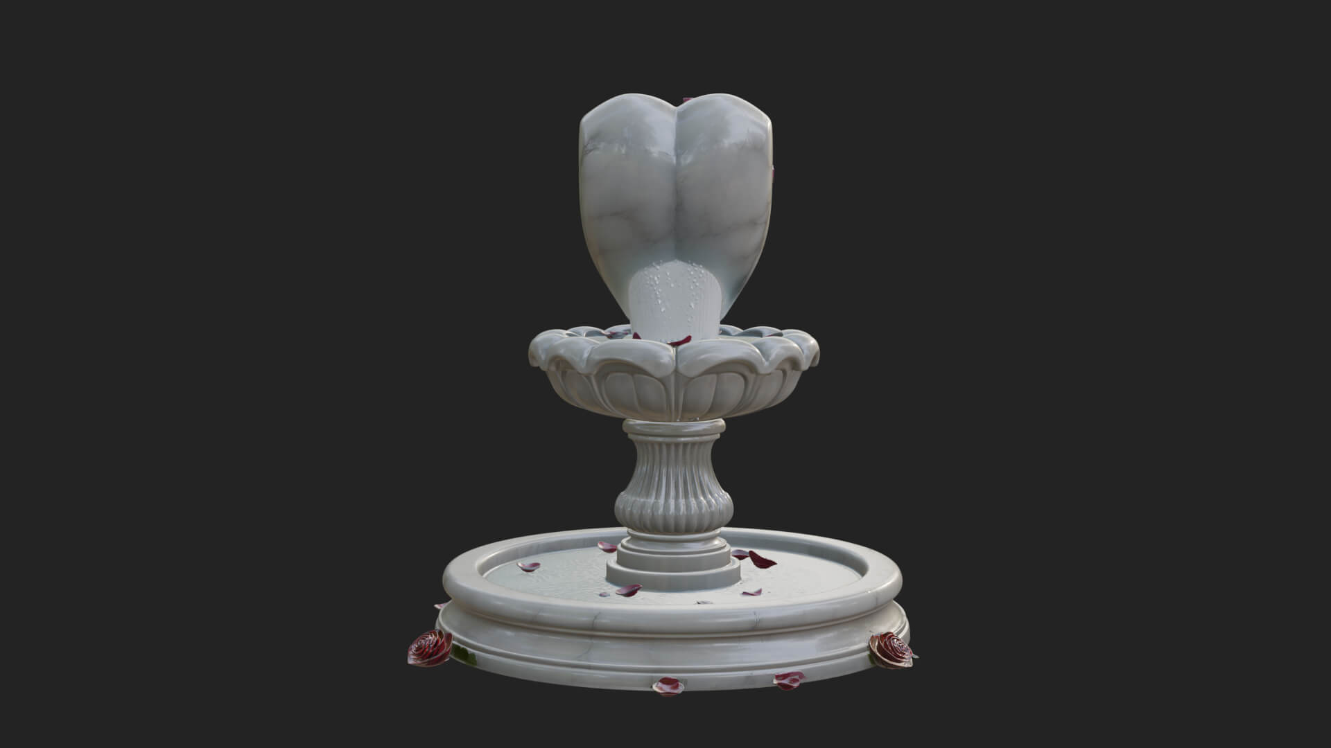 Rose Flower Garden Fountain Model Design 2 3D Print Model 3D Model