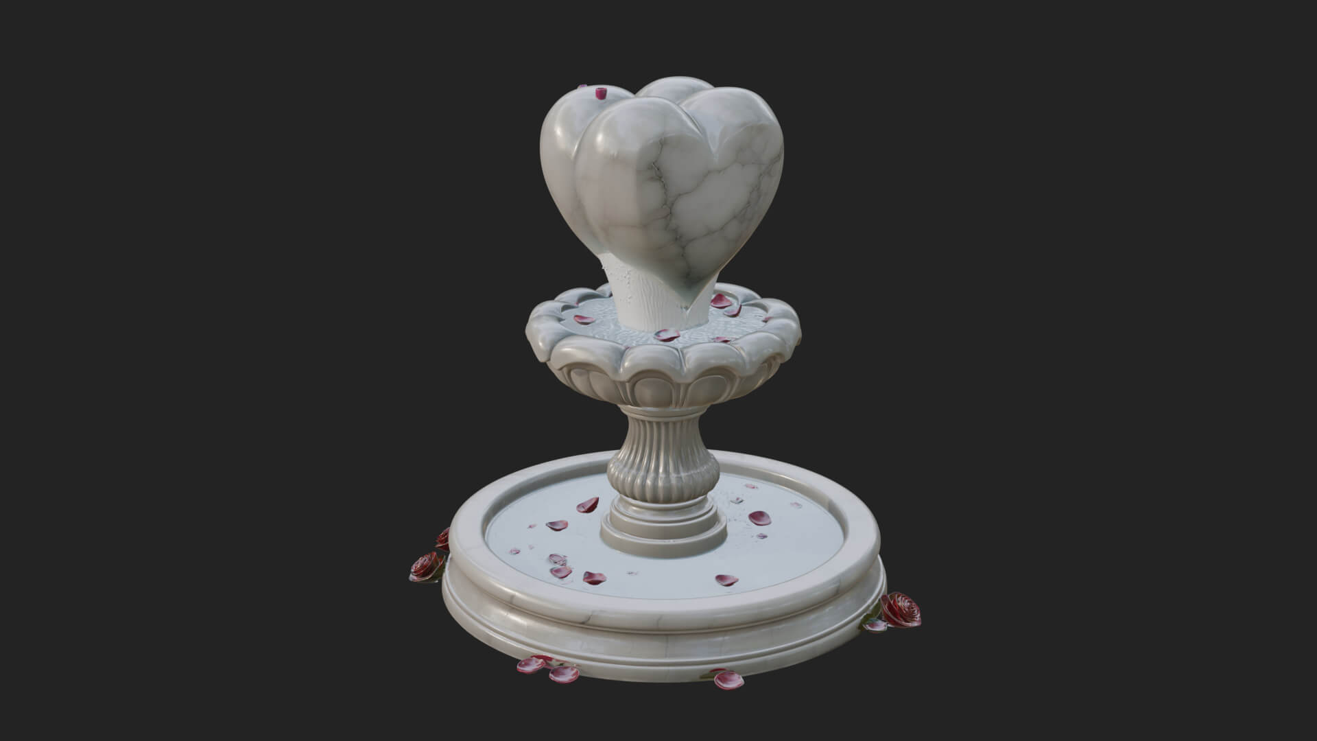 Rose Flower Garden Fountain Model Design 2 3D Print Model 3D Model