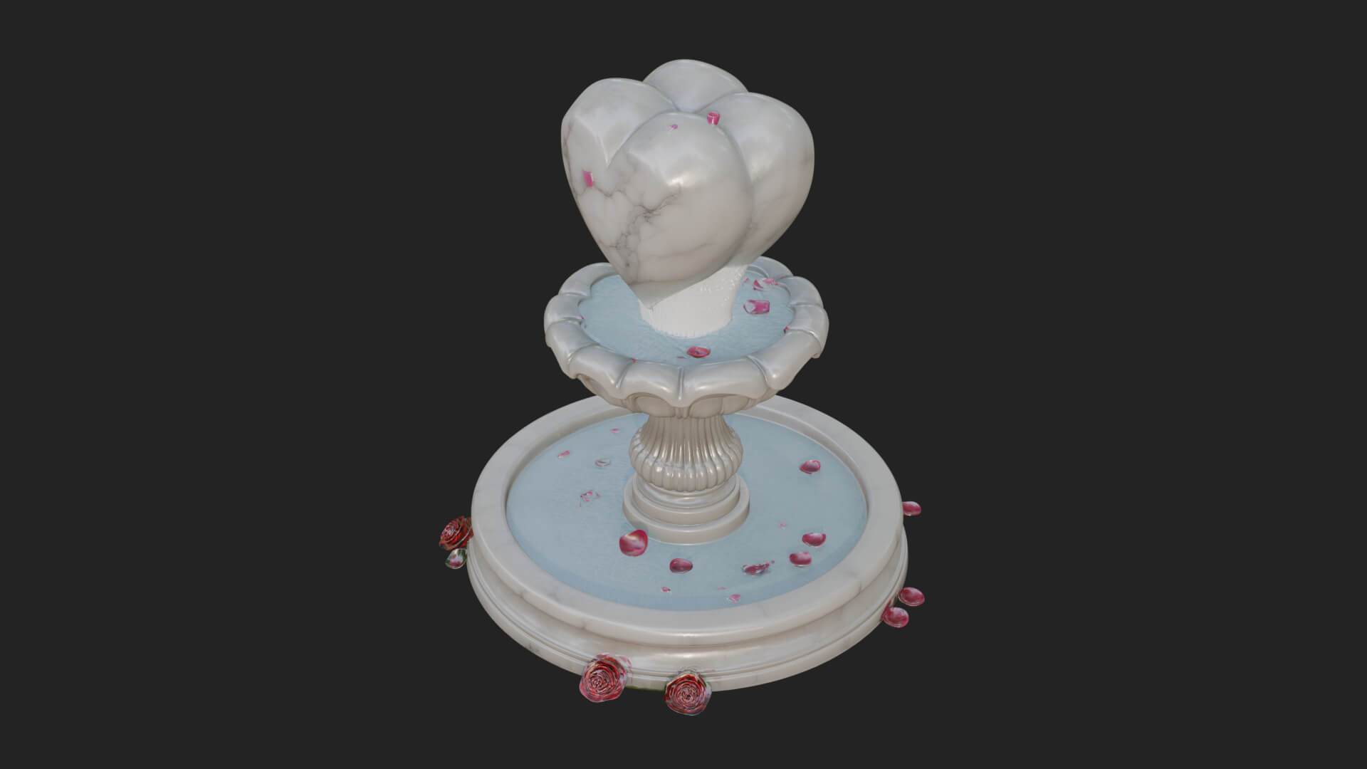 Rose Flower Garden Fountain Model Design 2 3D Print Model 3D Model