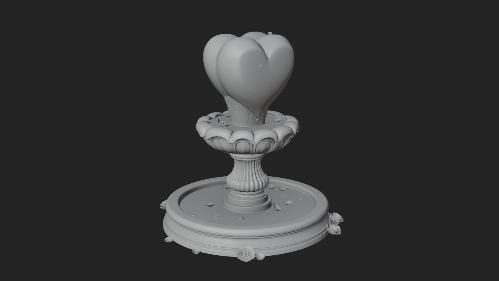 Rose Flower Garden Fountain Model Design 2 3D Print Model 3D Model