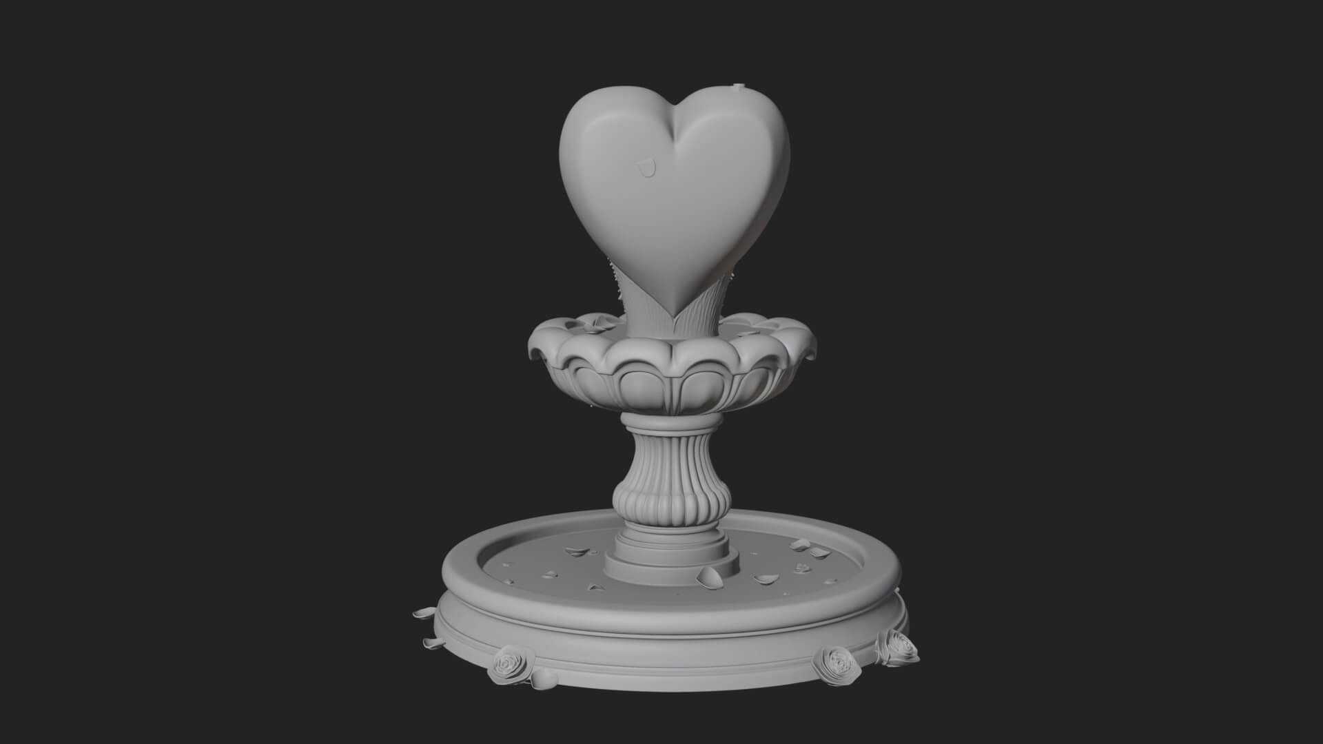 Rose Flower Garden Fountain Model Design 2 3D Print Model 3D Model