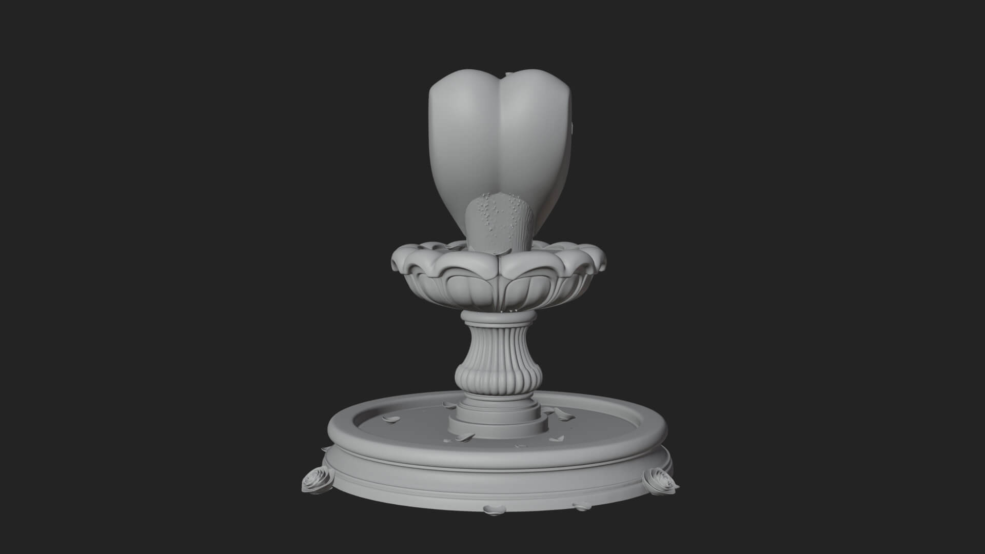 Rose Flower Garden Fountain Model Design 2 3D Print Model 3D Model