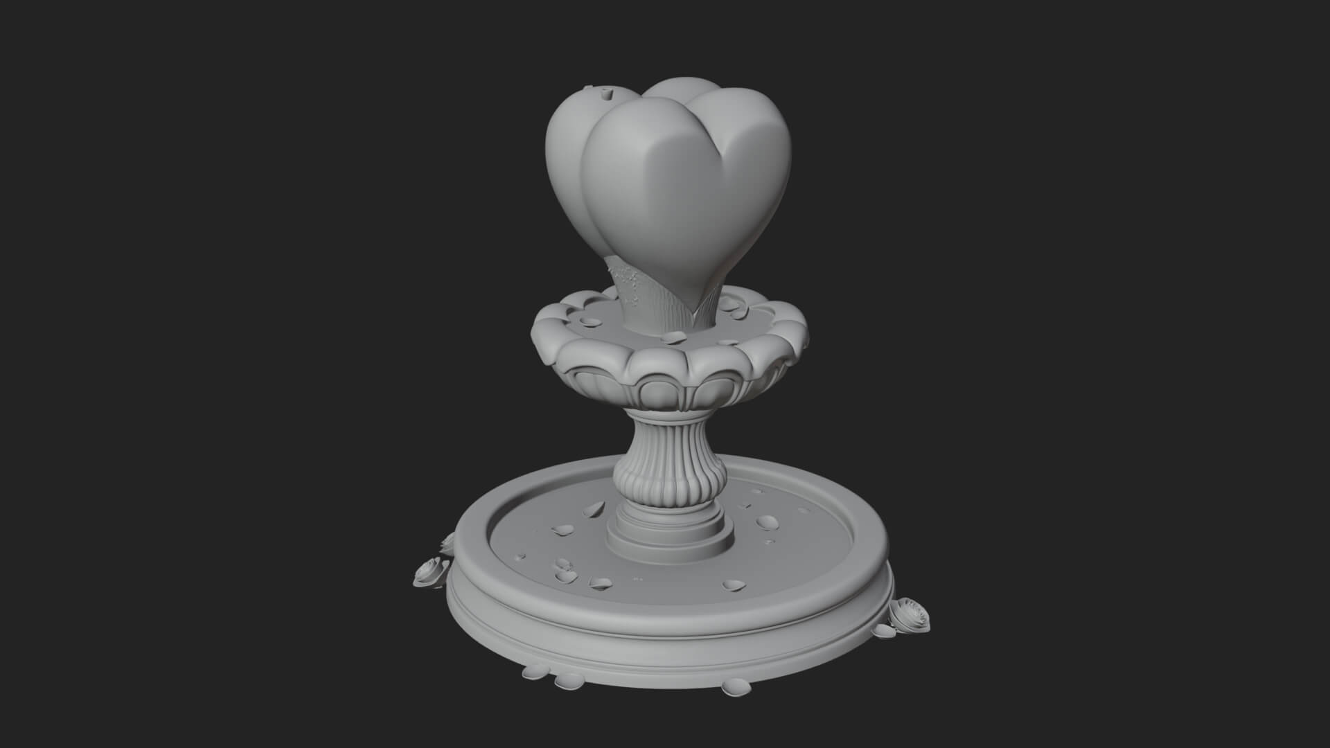 Rose Flower Garden Fountain Model Design 2 3D Print Model 3D Model