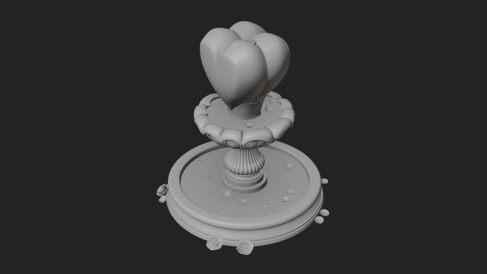 Rose Flower Garden Fountain Model Design 2 3D Print Model 3D Model