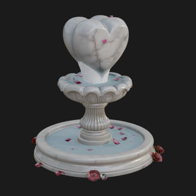 Rose Flower Garden Fountain Model Design 2 3D Print Model