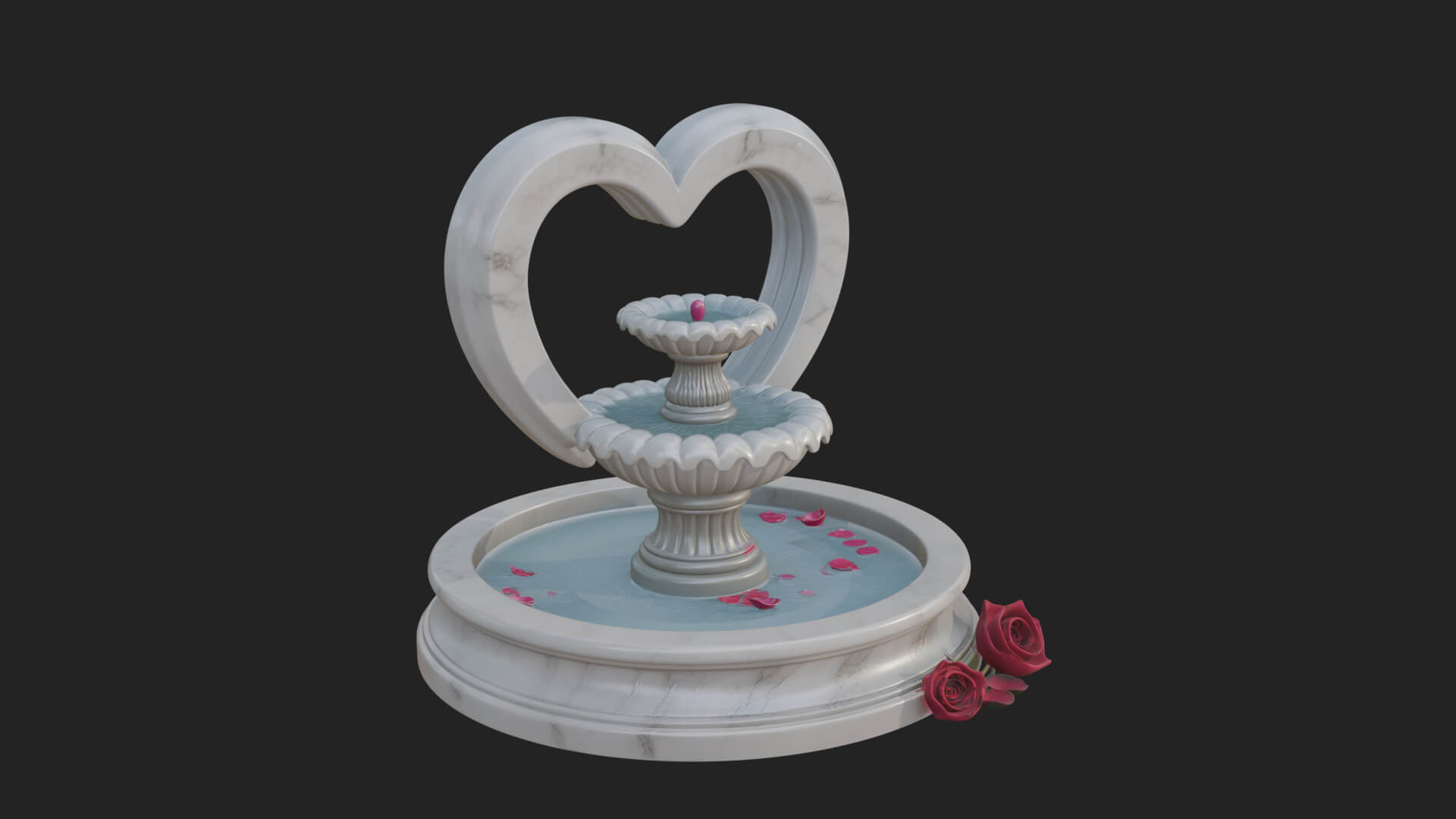 Rose Flower Garden Fountain Model Design 3 3D Print Model 3D Model
