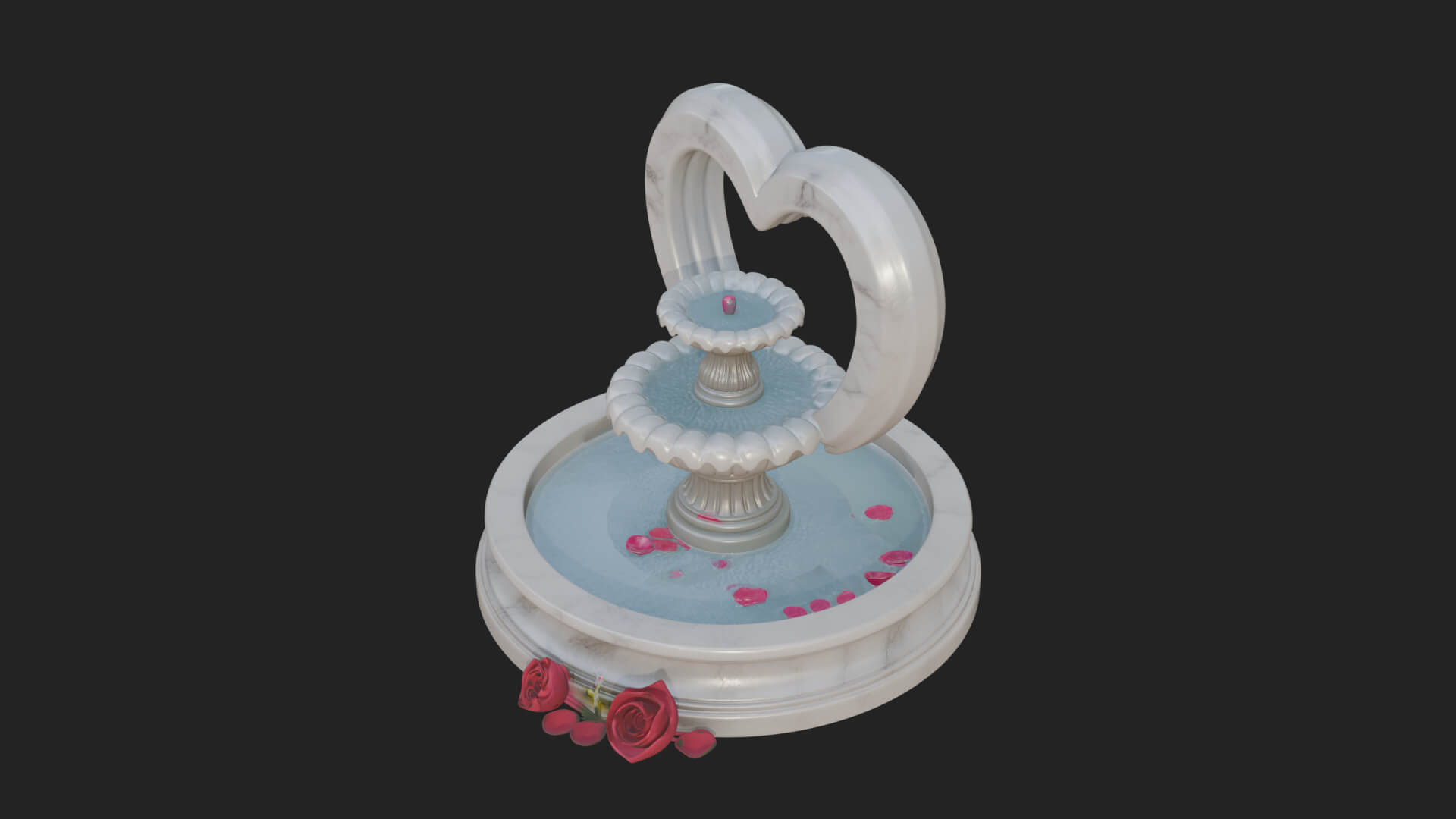 Rose Flower Garden Fountain Model Design 3 3D Print Model 3D Model