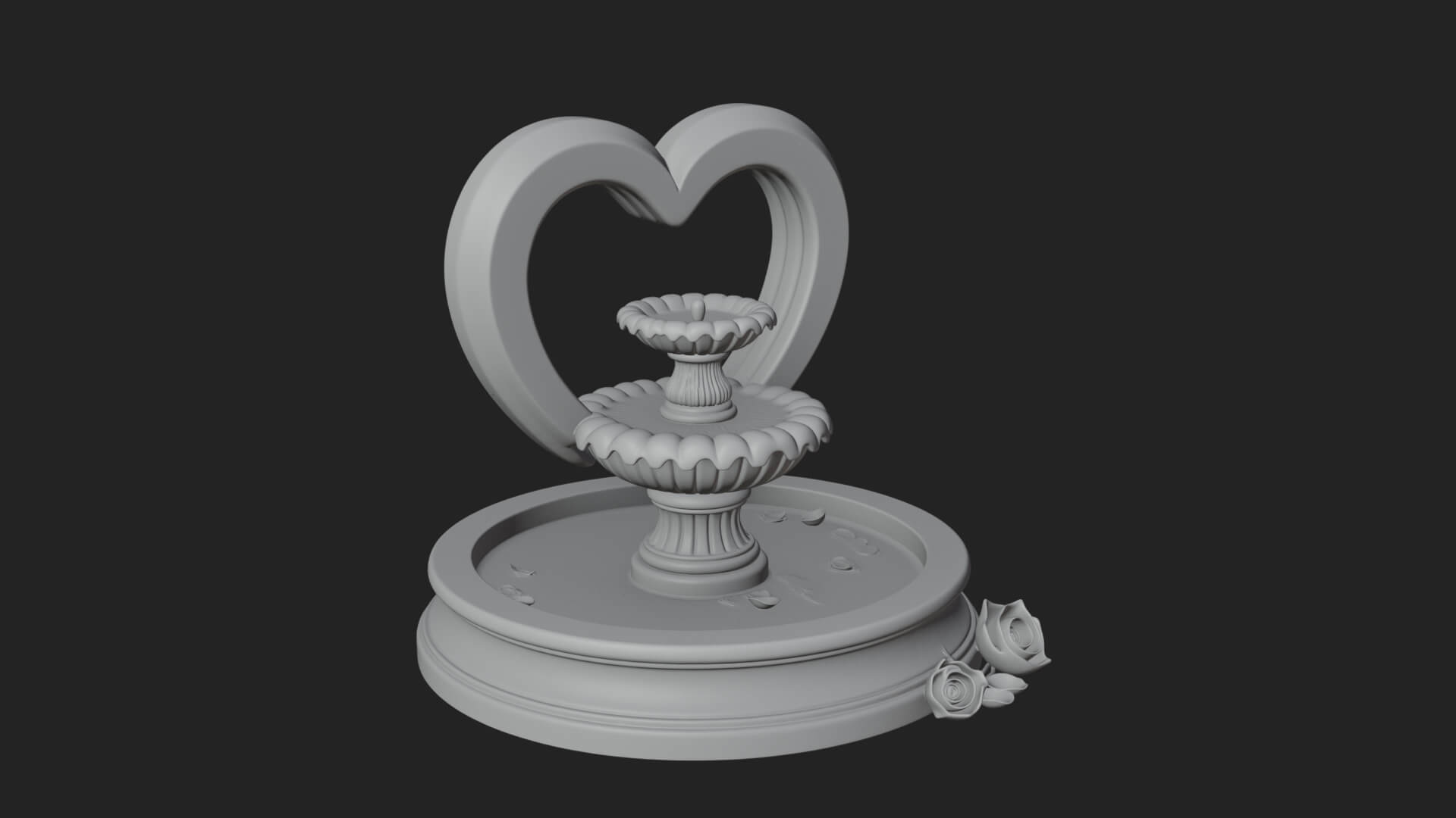 Rose Flower Garden Fountain Model Design 3 3D Print Model 3D Model
