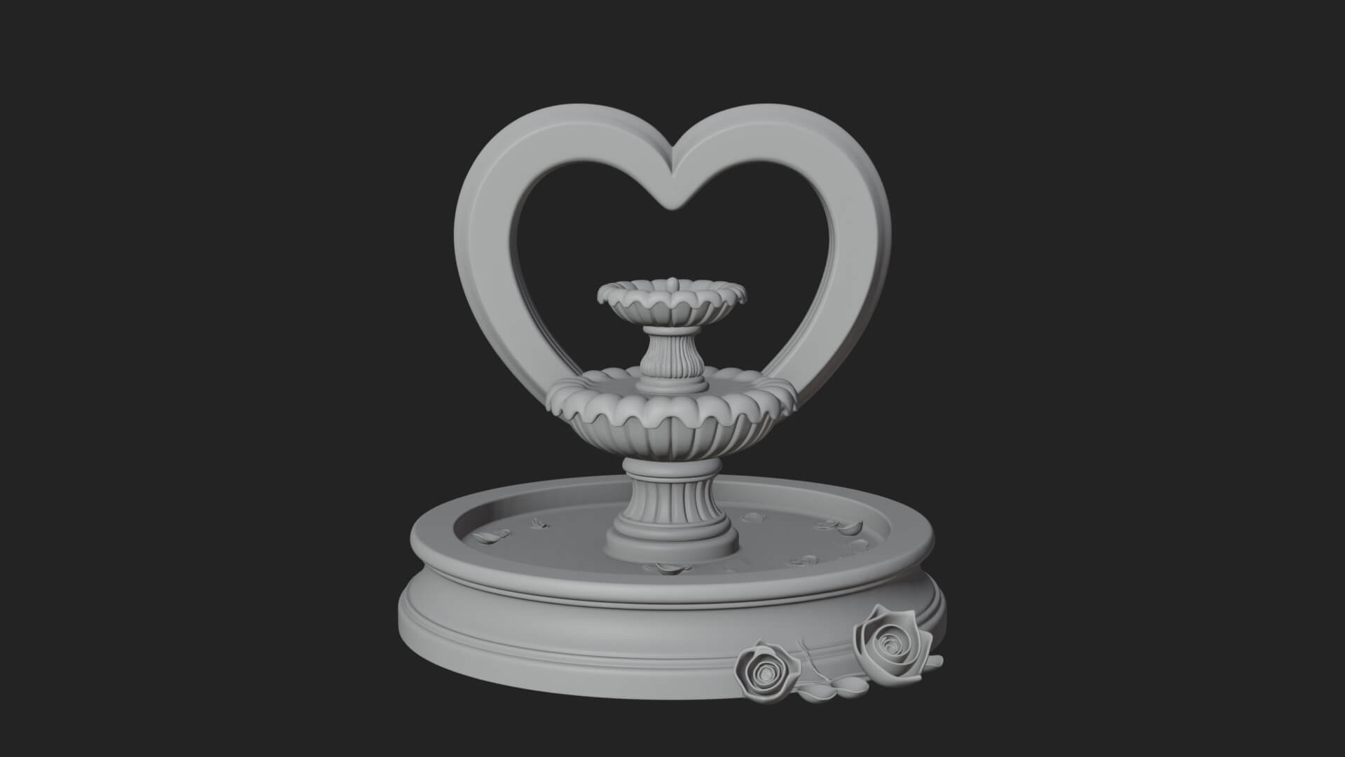 Rose Flower Garden Fountain Model Design 3 3D Print Model 3D Model