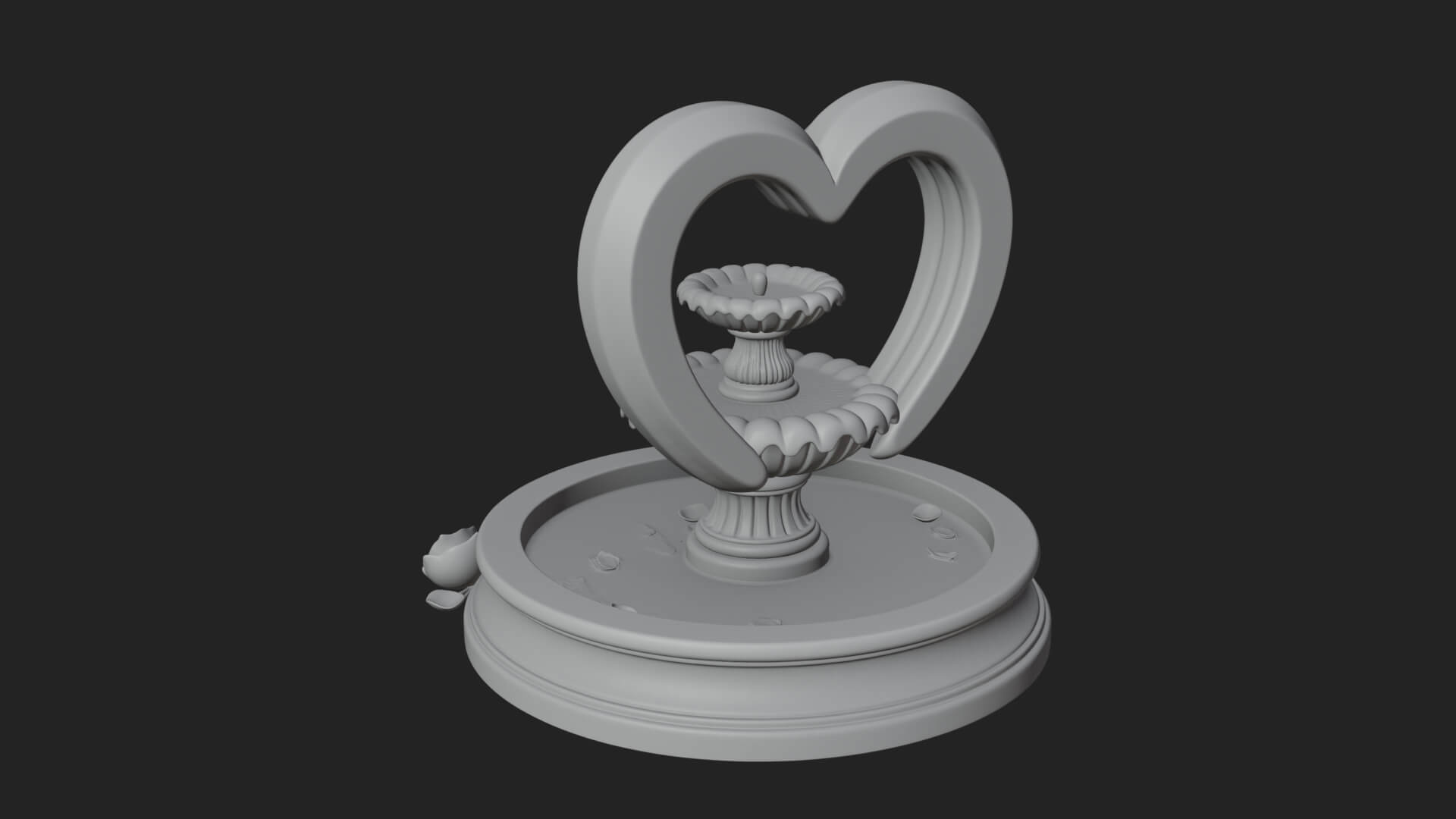 Rose Flower Garden Fountain Model Design 3 3D Print Model 3D Model
