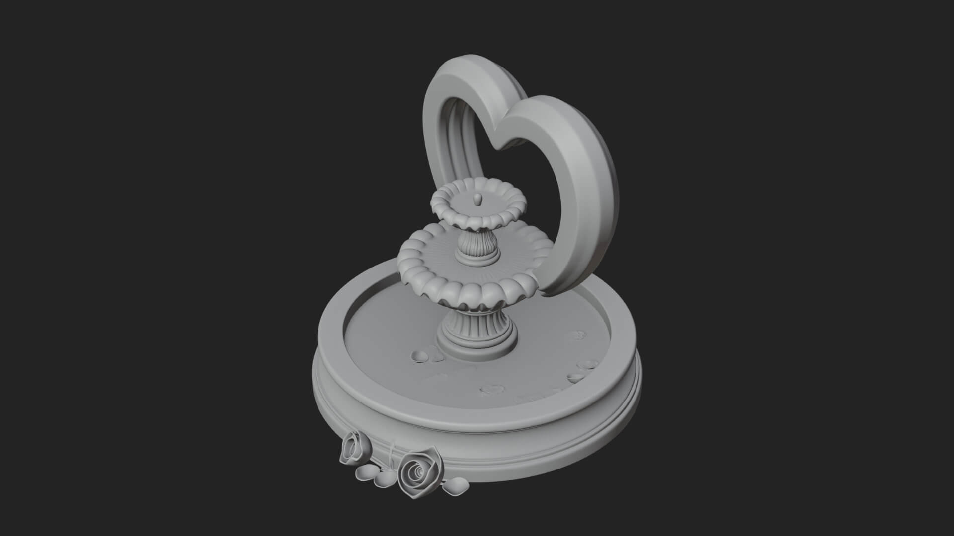 Rose Flower Garden Fountain Model Design 3 3D Print Model 3D Model