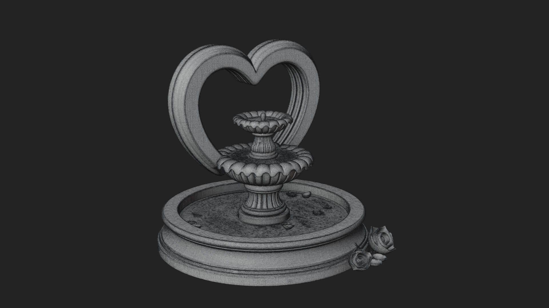Rose Flower Garden Fountain Model Design 3 3D Print Model 3D Model