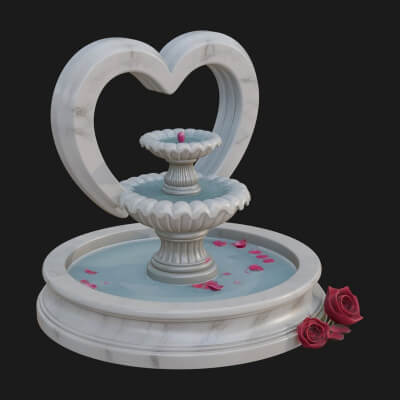 Rose Flower Garden Fountain Model Design 3 3D Print Model