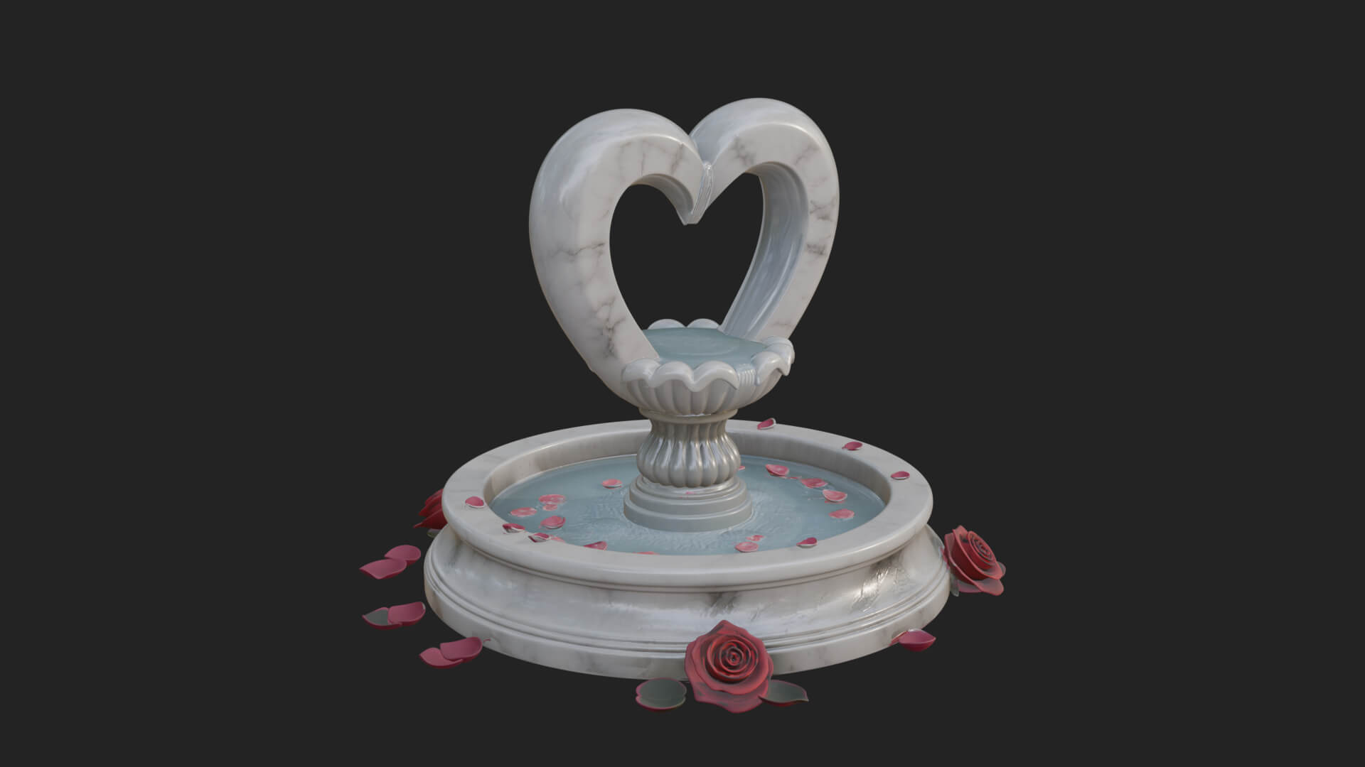 Rose Flower Garden Fountain Model Design 4 3D Print Model 3D Model