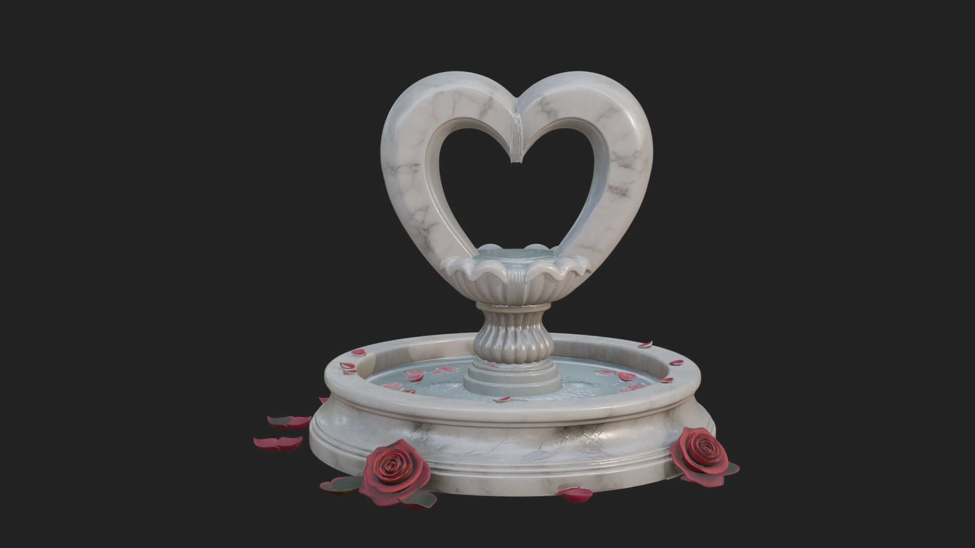 Rose Flower Garden Fountain Model Design 4 3D Print Model 3D Model