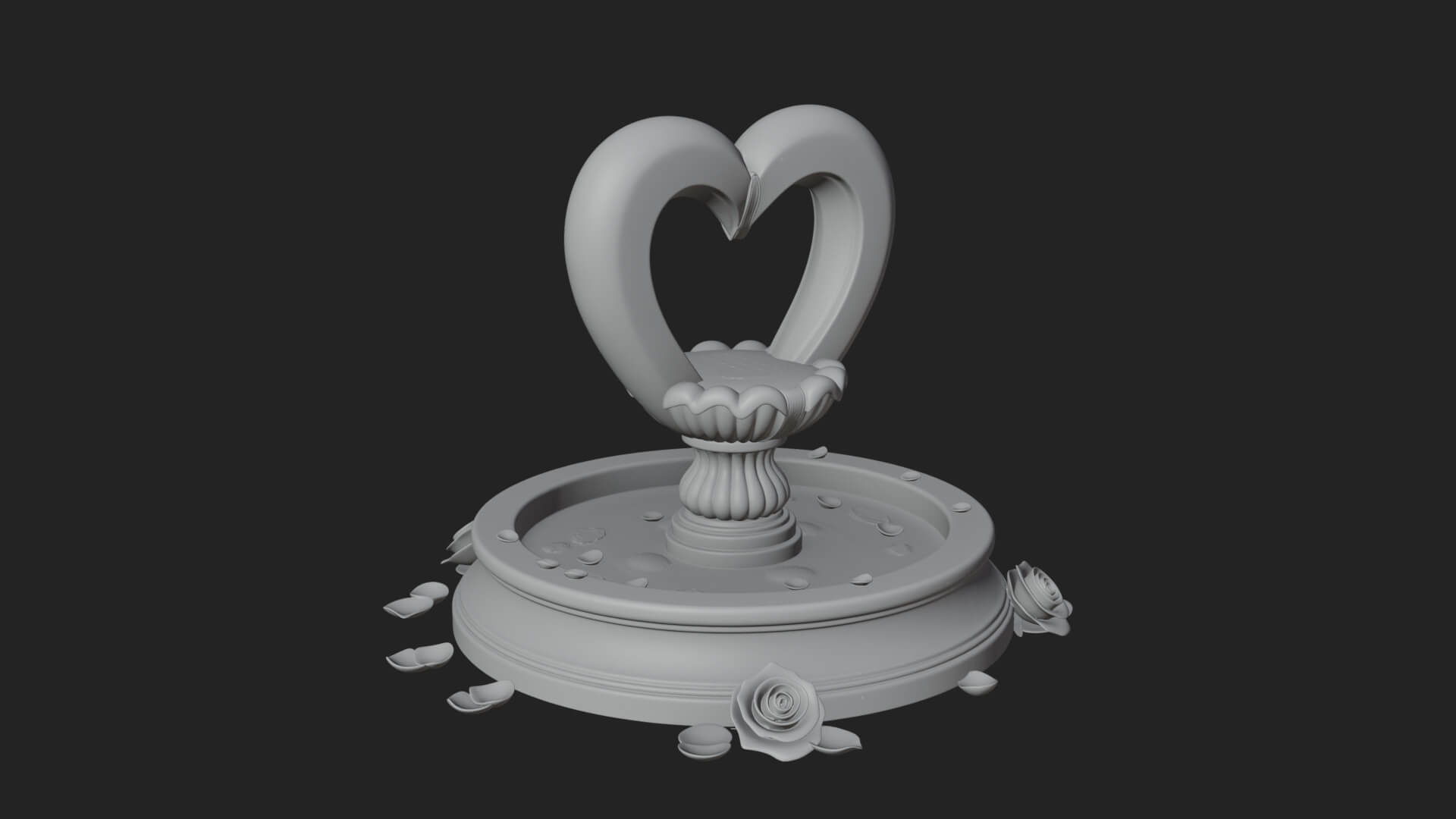 Rose Flower Garden Fountain Model Design 4 3D Print Model 3D Model
