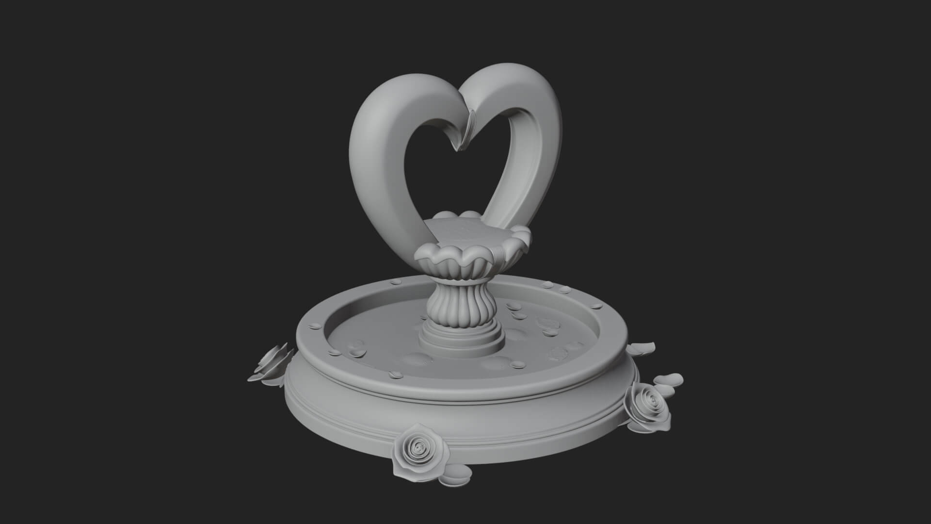 Rose Flower Garden Fountain Model Design 4 3D Print Model 3D Model