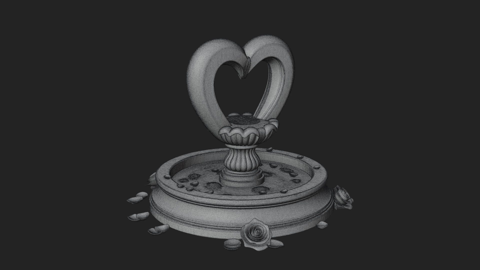 Rose Flower Garden Fountain Model Design 4 3D Print Model 3D Model