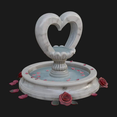 Rose Flower Garden Fountain Model Design 4 3D Print Model