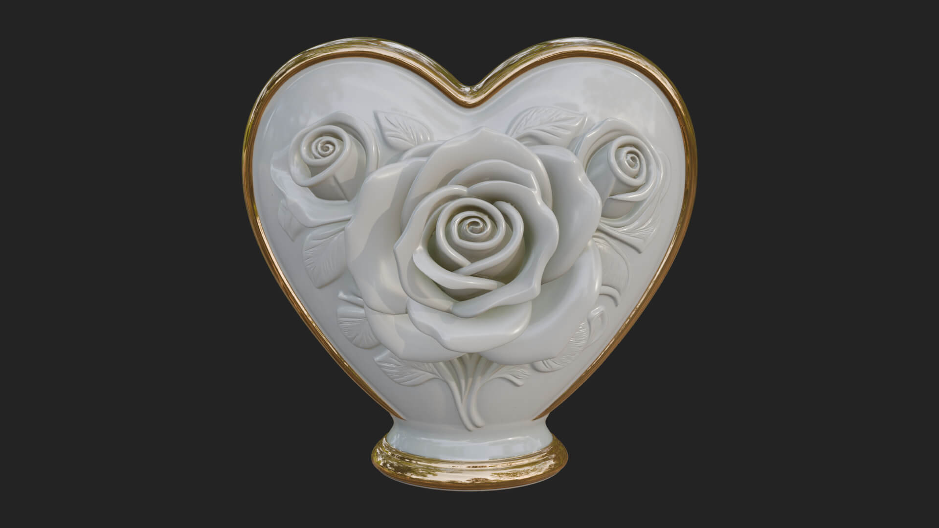 Rose Flower Heart Vase Design 1 3D Print Model 3D Model