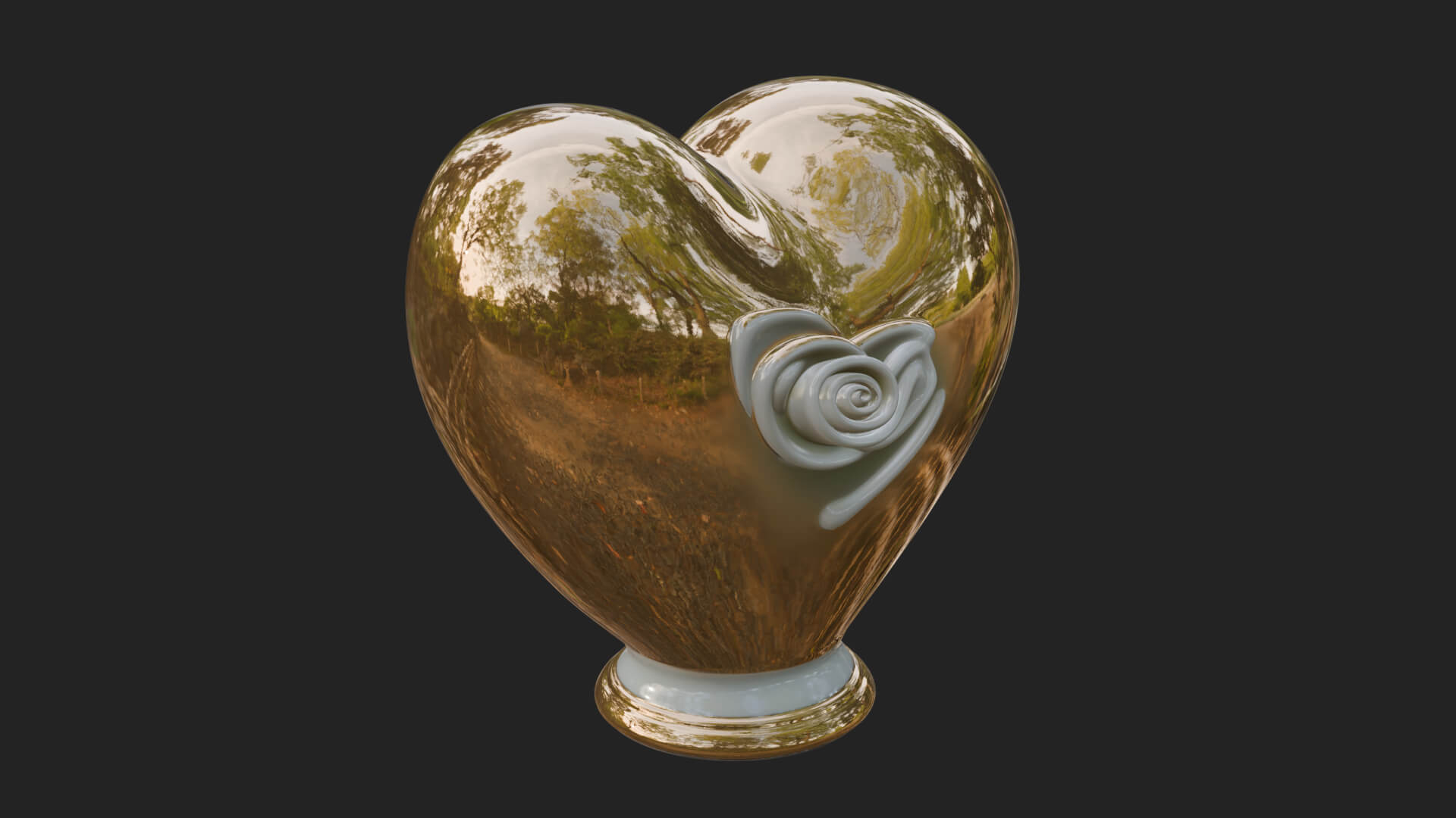 Rose Flower Heart Vase Design 1 3D Print Model 3D Model